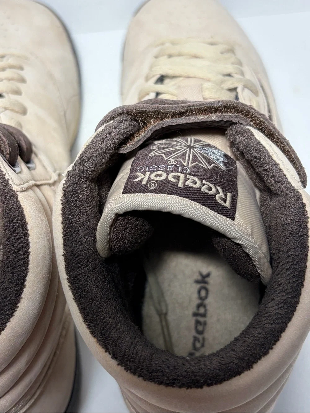 Reebok Freestyle F/S High-top Women Beige and Dark Brown Sneakers Size 8.5